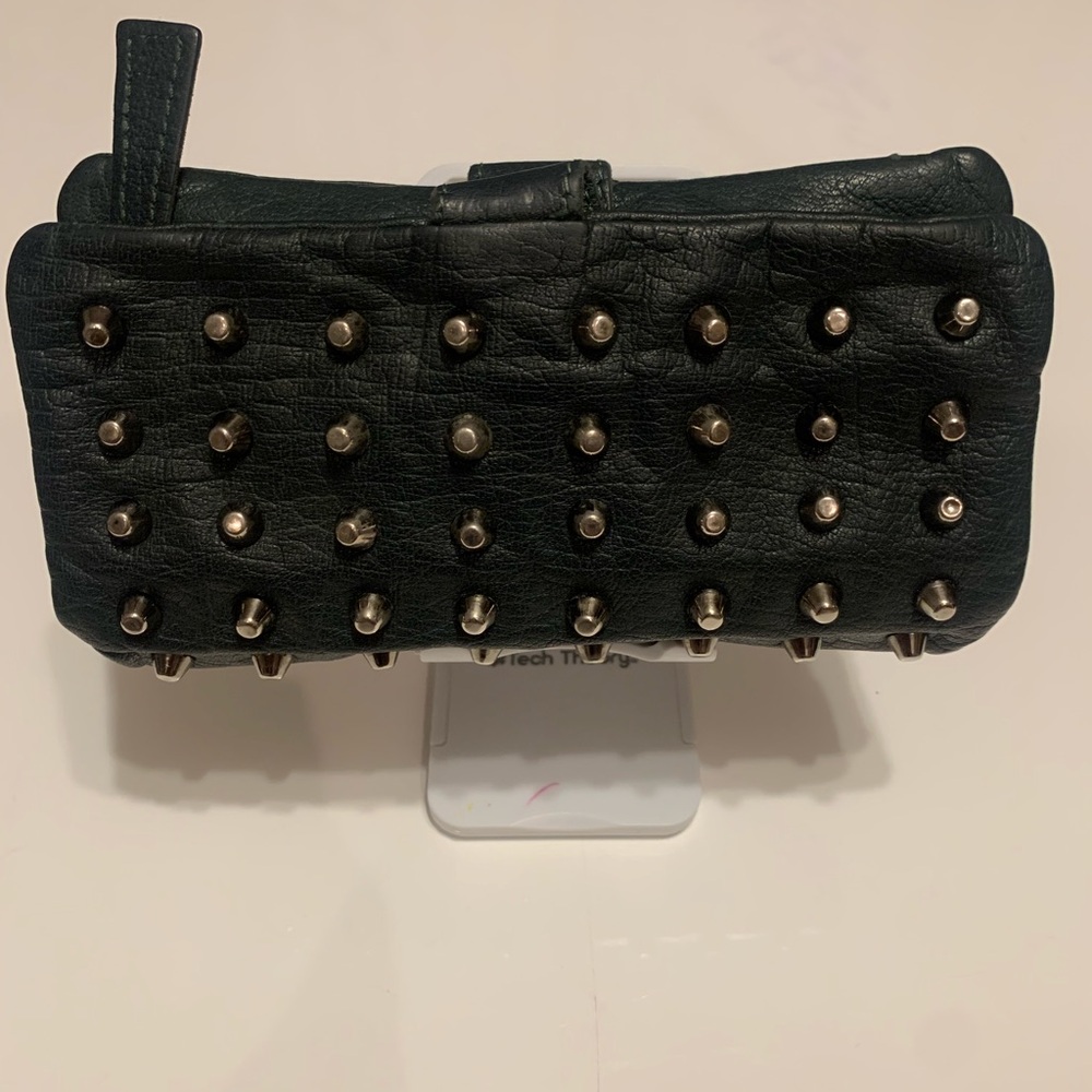 Topshop Black Leather Bag with Silver Accents